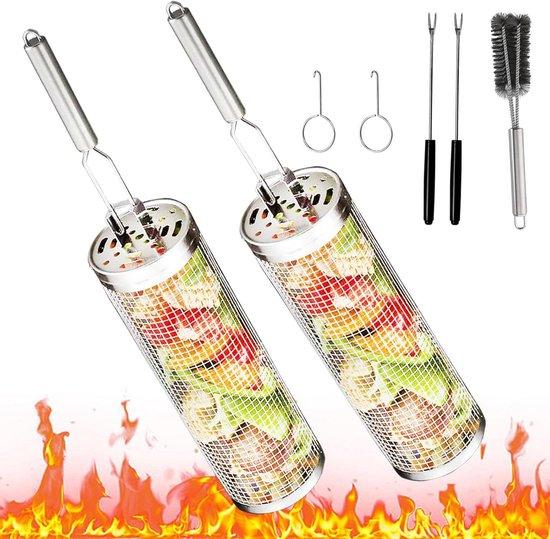 OEM Zwei Stahl-Grillhalter mit Griff für Camping- und Terrassengrills - Gemüsegrillhalter - rohrförmig 2026