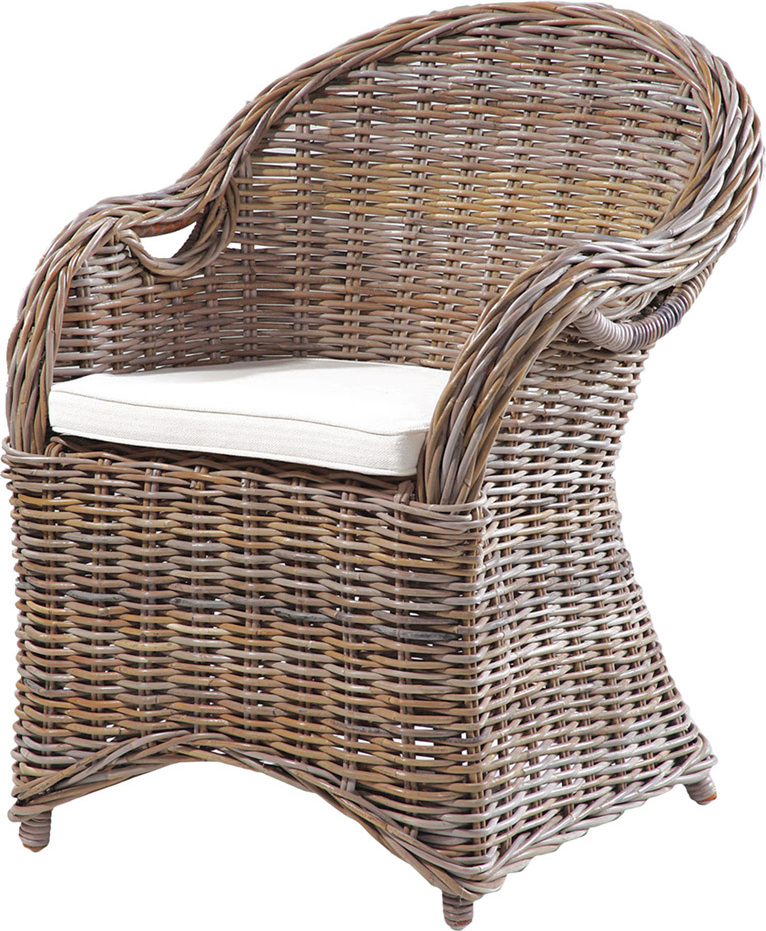 Garten Sessel aus Naturrattan GAZA-120 in grau, B/H/T: ca. 56/88/64 cm