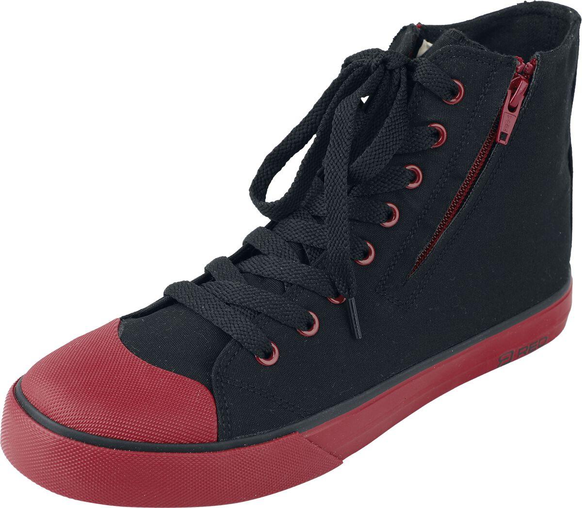 E.M.P. Merchandising Handelsgesellschaft RED by EMP Uni schwarz-rote High-Top-Sneaker mit Reißverschluss EU37