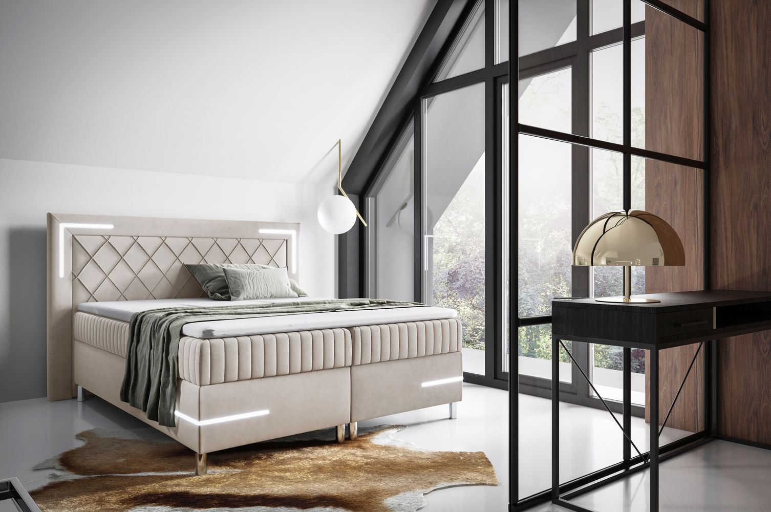 Manželská posteľ 180x200 RONA 3 - béžová + topper ZDARMA