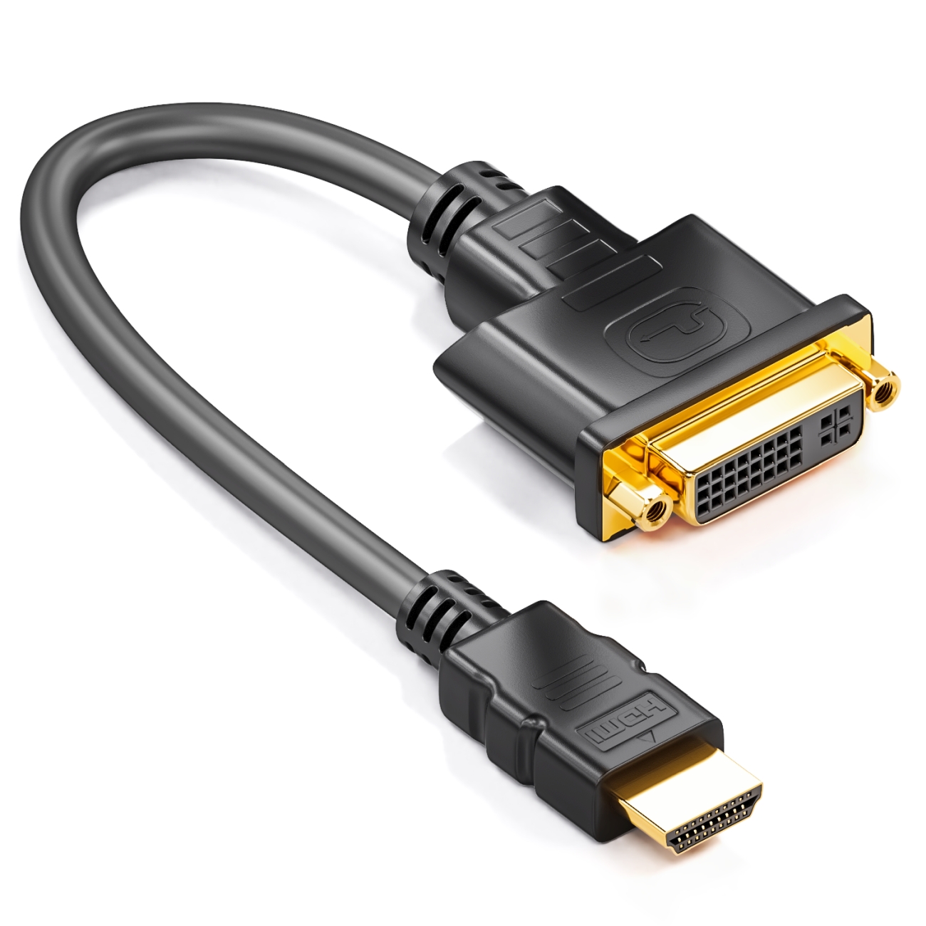 deleyCON 5m DVI zu DVI Kabel 24+1 Schwarz Adapterkabel Monitorkabel mit Ferritkern DVI-D Dual Link HDTV 1080p Full-HD 3D Ready