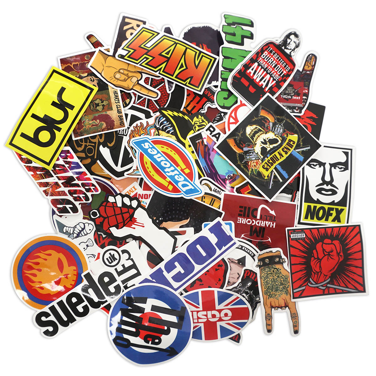 Musik Vinyl Sticker Set, div. POP & Rock Bandnamen Aufkleber, PVC Decals