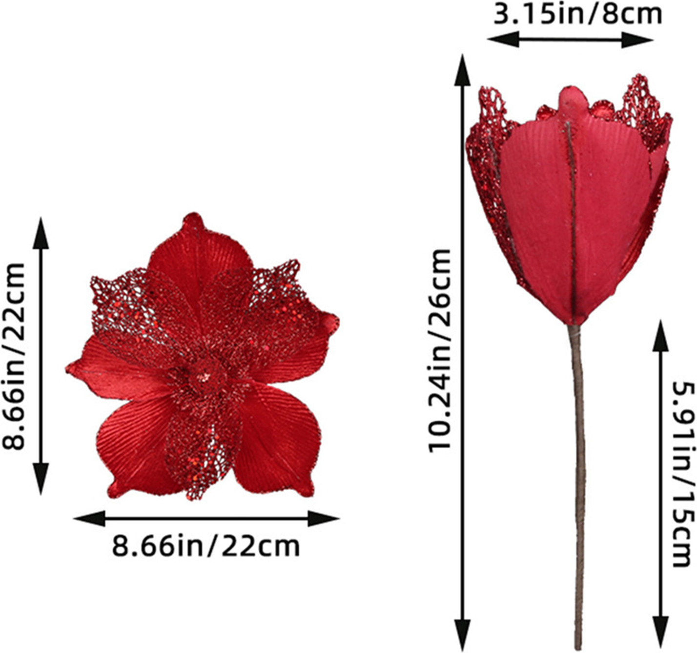 Stuttg Künstliche Blume, langlebig, festlicher Weihnachtsbaum, glänzende Verzierung für Zuhause, Party, Feiertagsdekoration 3850900