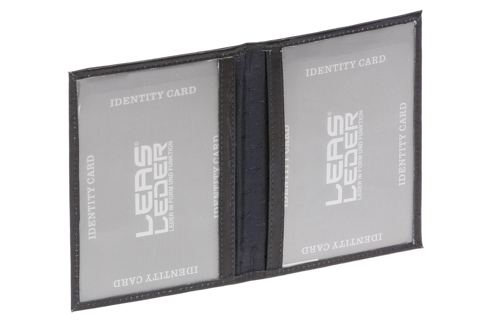 LEAS Schlanke Fahrzeugscheinhülle für Zulassungsbescheinigung Ausweismappe- & -hülle mit 2 Sichtfenstern Echt-Leder, blau/Navy LEA50010-01-05