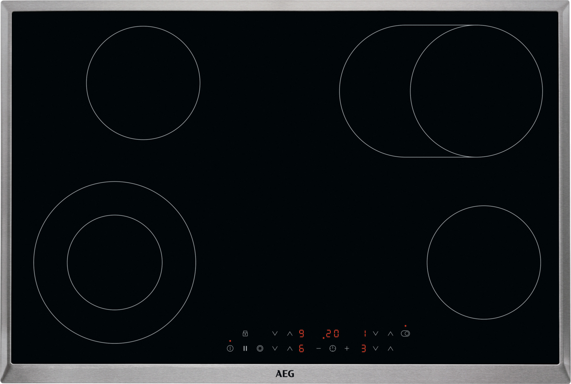 AEG HK834060XB, Brúsená oceľ, Vstavaný, Keramický, Sklokeramická, 4 zone(s), 4 zone(s)