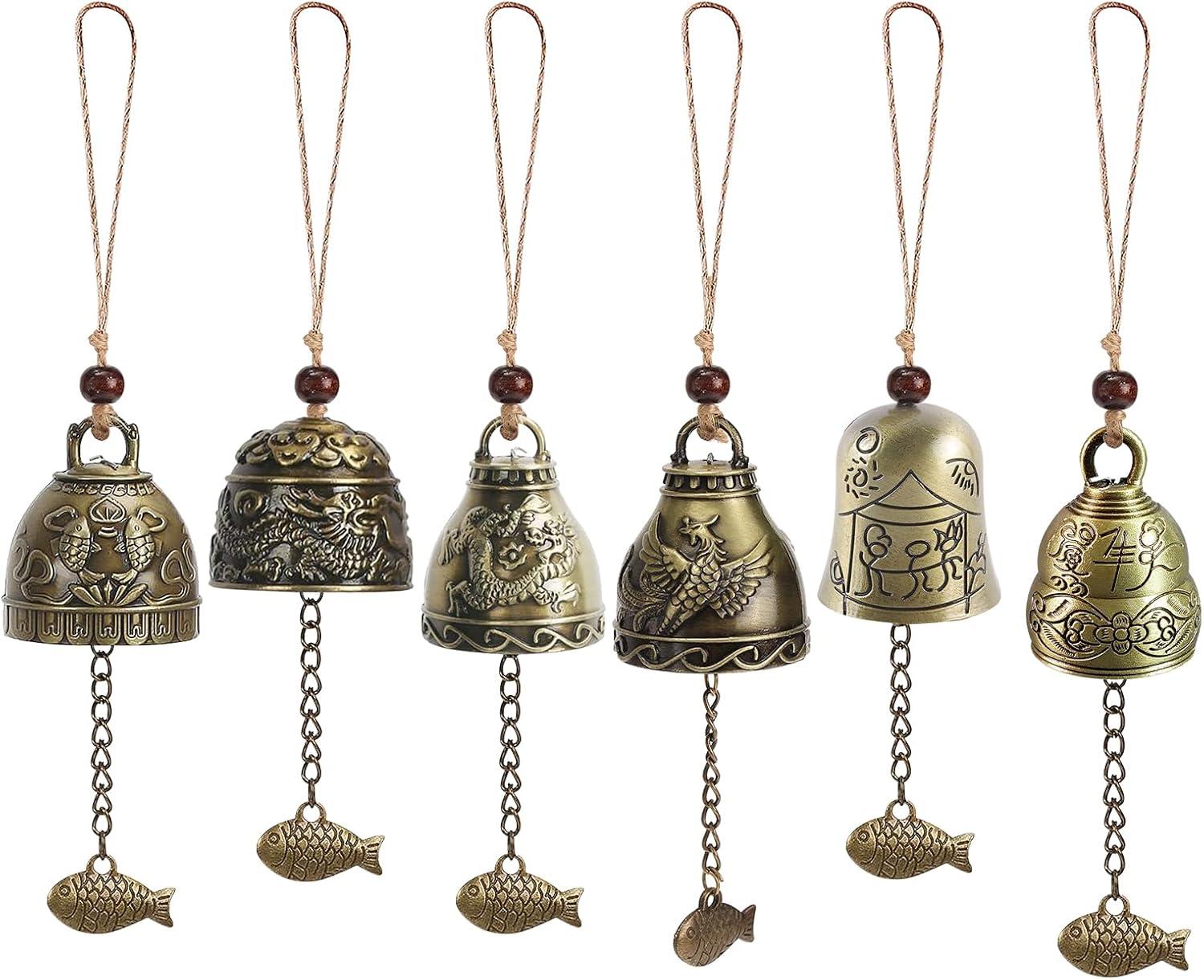 JedBesetzt Set mit 6 Feng-Shui-Windspielen, Glockenblumen-Windspiel, Segens-Windspiel, Windspiel, Hexenglocken, Hängendes Garten-Windspiel für Glück und Segen K-MM-26328-21