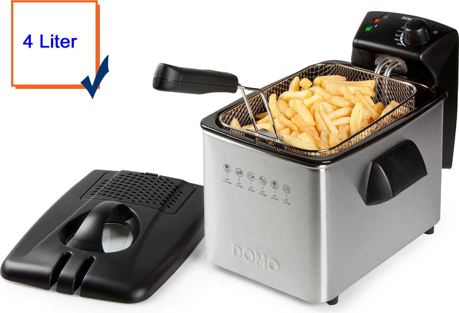 Fritteuse DOMO DO465FR 4 L 3000 W Silberner Stahl