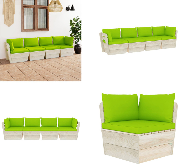 vidaXL Záhradná 4-miestna pohovka z paliet s vankúšmi zo smrekového dreva - Pohovka z paliet - 4-miestna pohovka - 4-miestne pohovky