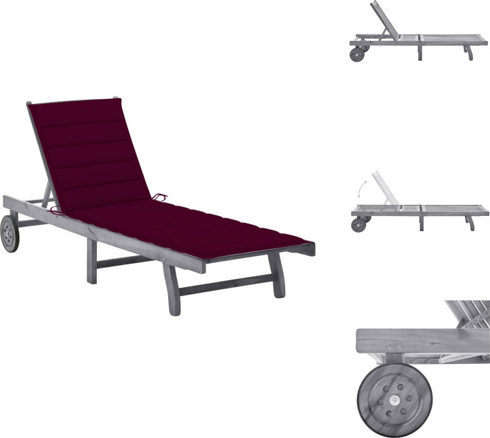 vidaXL Lehátko s vankúšom sivé akáciové masívne drevo - Lehátka