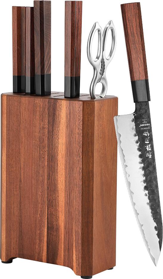 XINZUO Hezhen PM8S Retro Series - Messerset mit Block (7) PM8S-H7