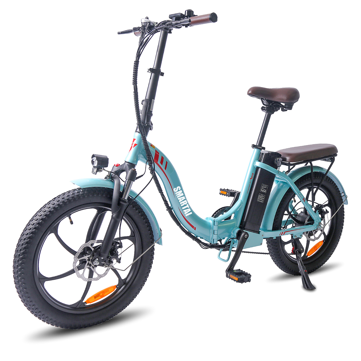 20 palcový skladací elektrický bicykel Skladací bicykel 20 * 3.0 Fat Tire Folding Mountain Bike Sea Blue