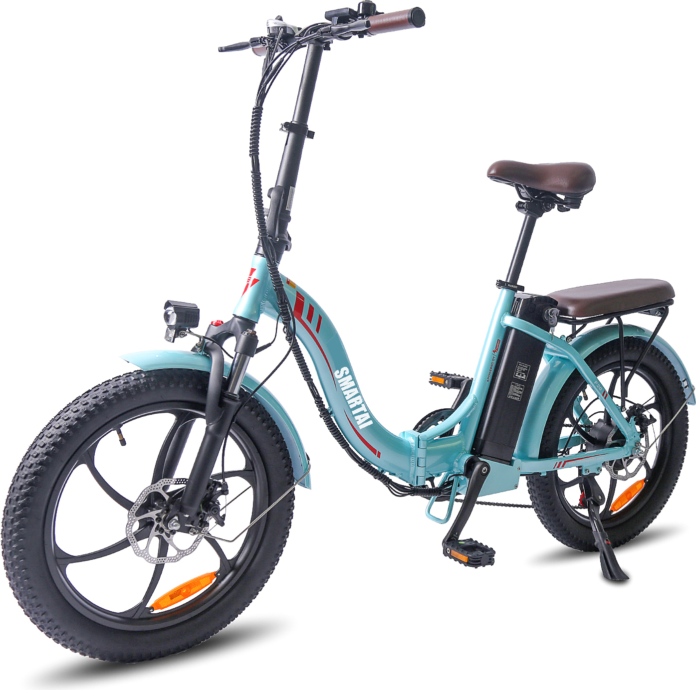 20 palcový skladací elektrický bicykel Skladací bicykel 20 * 3.0 Fat Tire Folding Mountain Bike Sea Blue