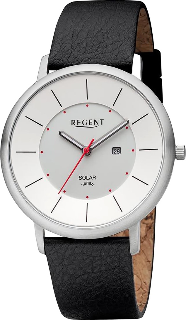 Regent Herren Uhr Armbanduhr Quarz schwarz Armband aus Apfelschale D2URBA722