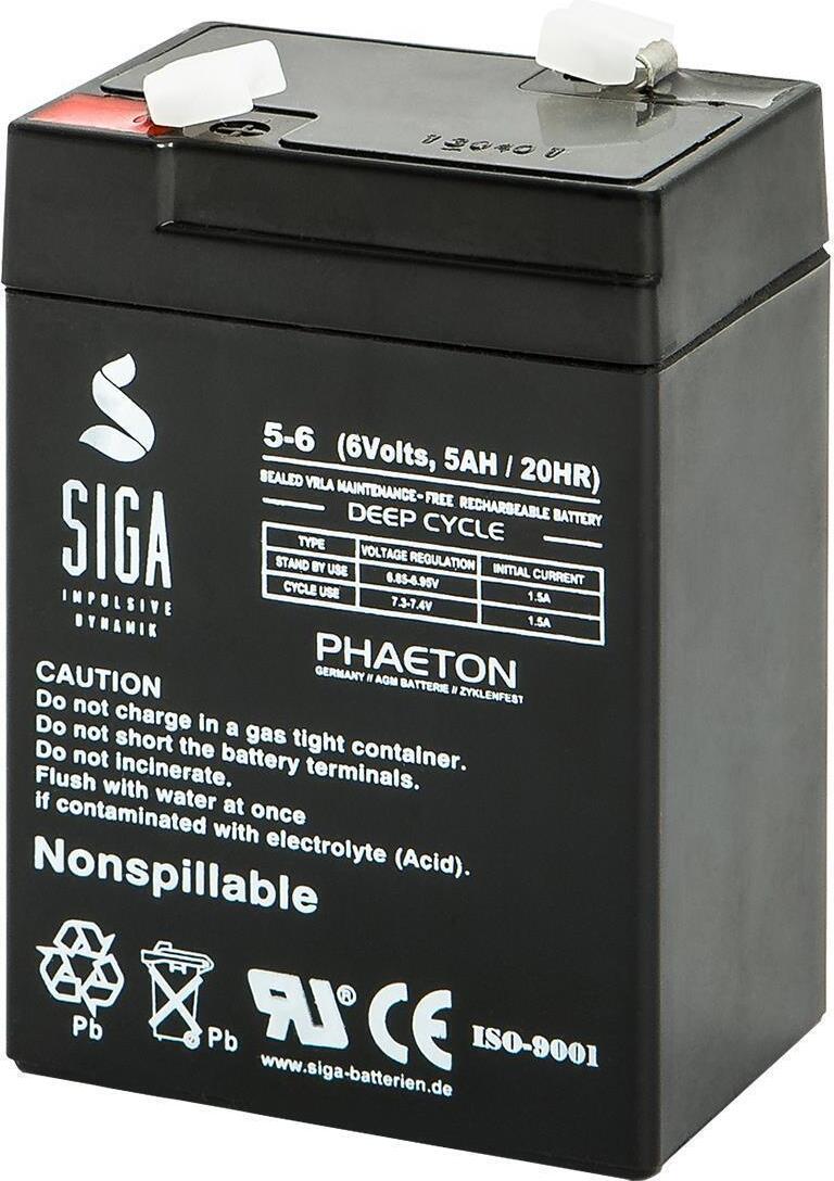 SIGA IMPULSIVE DYNAMIK SIGA Phaeton AGM Deep Cycle Akku 5Ah 6V S5-6