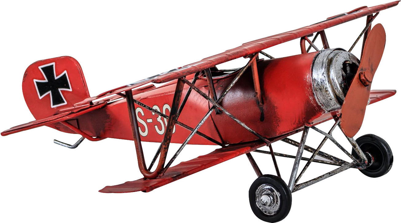 Aubaho Modellflugzeug roter Baron Flugzeug Modell Blech Metall Antik-Stil 25cm