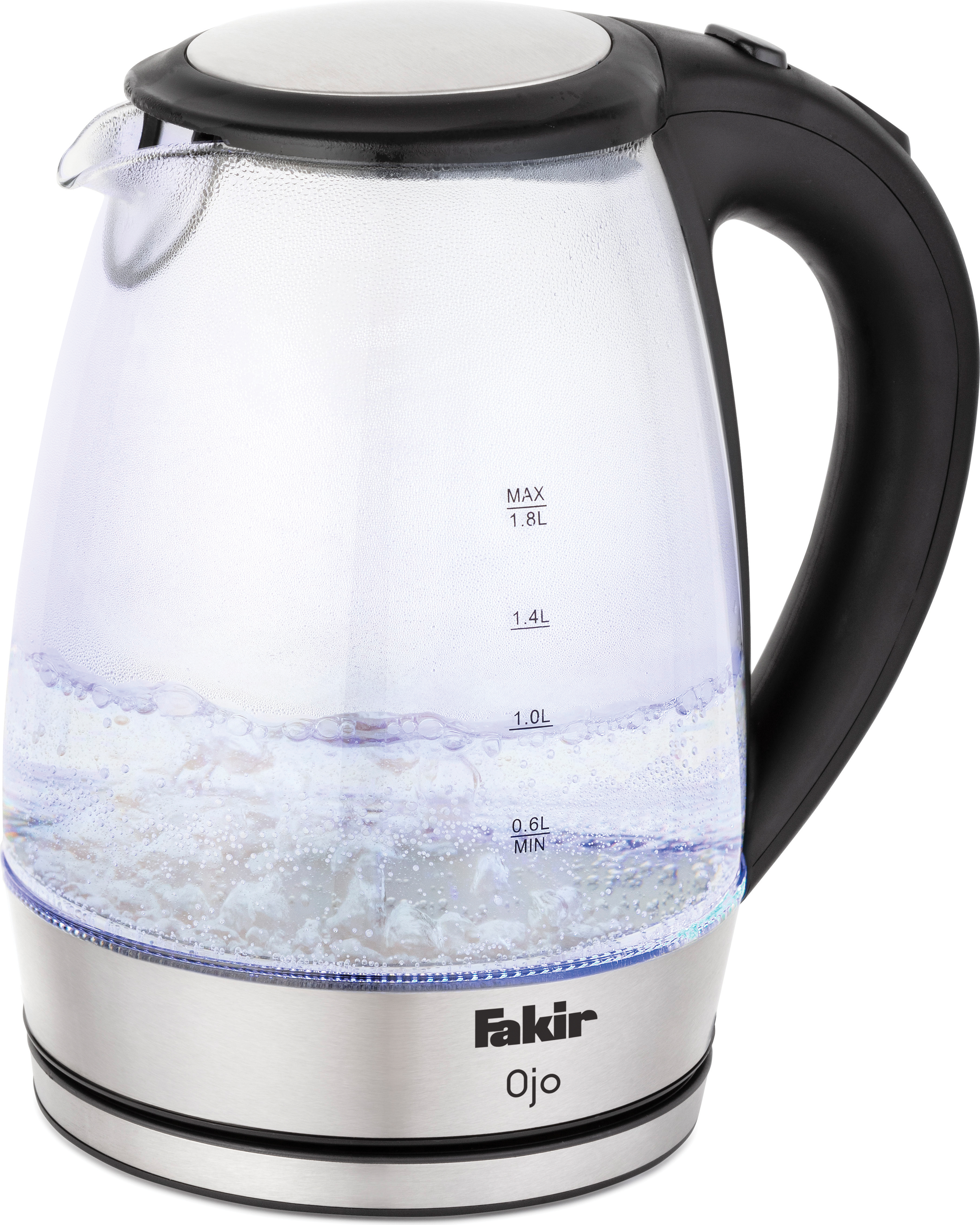 Fakir Ojo Wasserkocher 1,8 Liter, Glaswasserkocher 2200 Watt für schnelles Aufheizen, Energiesparend