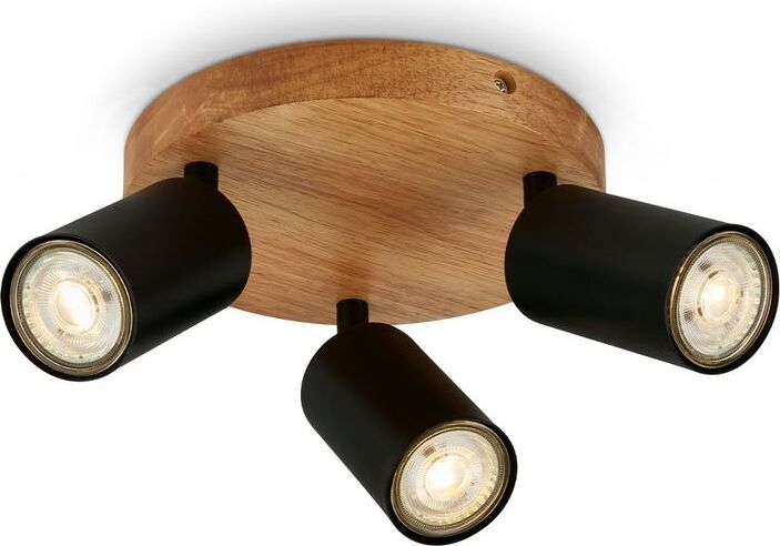 Deckenlampe Deckenleuchte vintage industrial 3xGU10 9W schwarz holz Briloner