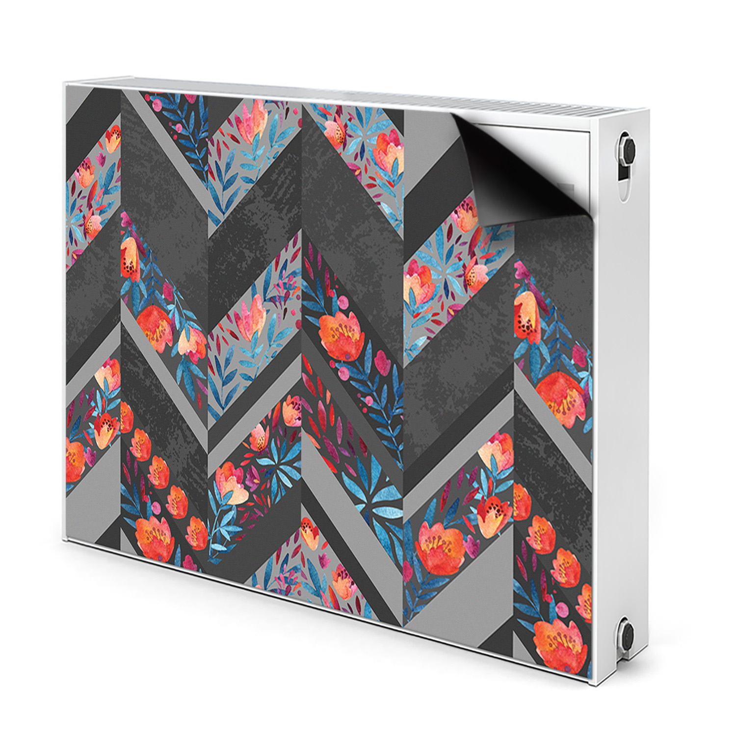 Kryt Radiátora - Magnetická fólia - Magnetická podložka - 80x60 cm - Kvety v tvare rybej kosti