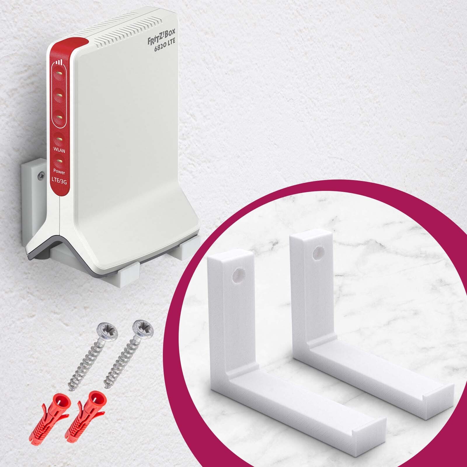 Mobilefox Repeater Wandhalterung Router Halter passend für Fritzbox Mesh 3000 und Fritzbox 6820 700024-W