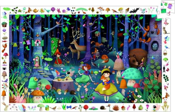 Djeco DECO Puzzle Observation: Pohdkow-Wald 100 Puppen
