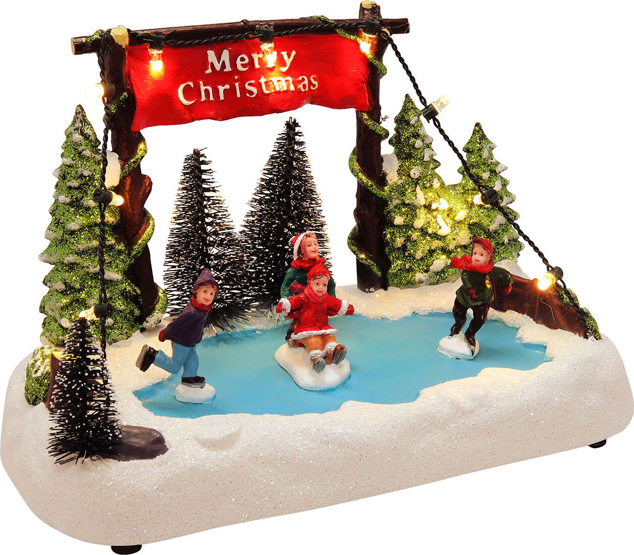 Spetebo Kleine LED Eisbahn 19 cm - Batterie betrieben