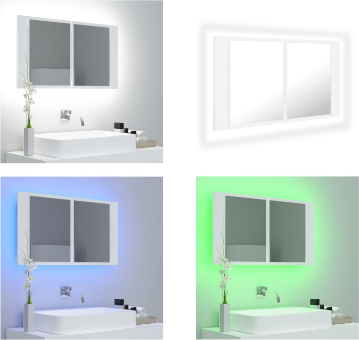 vidaXL LED Bad Spiegelschrank Weiß 80x12x45 cm Acryl - LED Spiegelschrank - LED Spiegelschränke - LED-Bad-Spiegelschrank - LED-Bad-Spiegelschränke HL804964