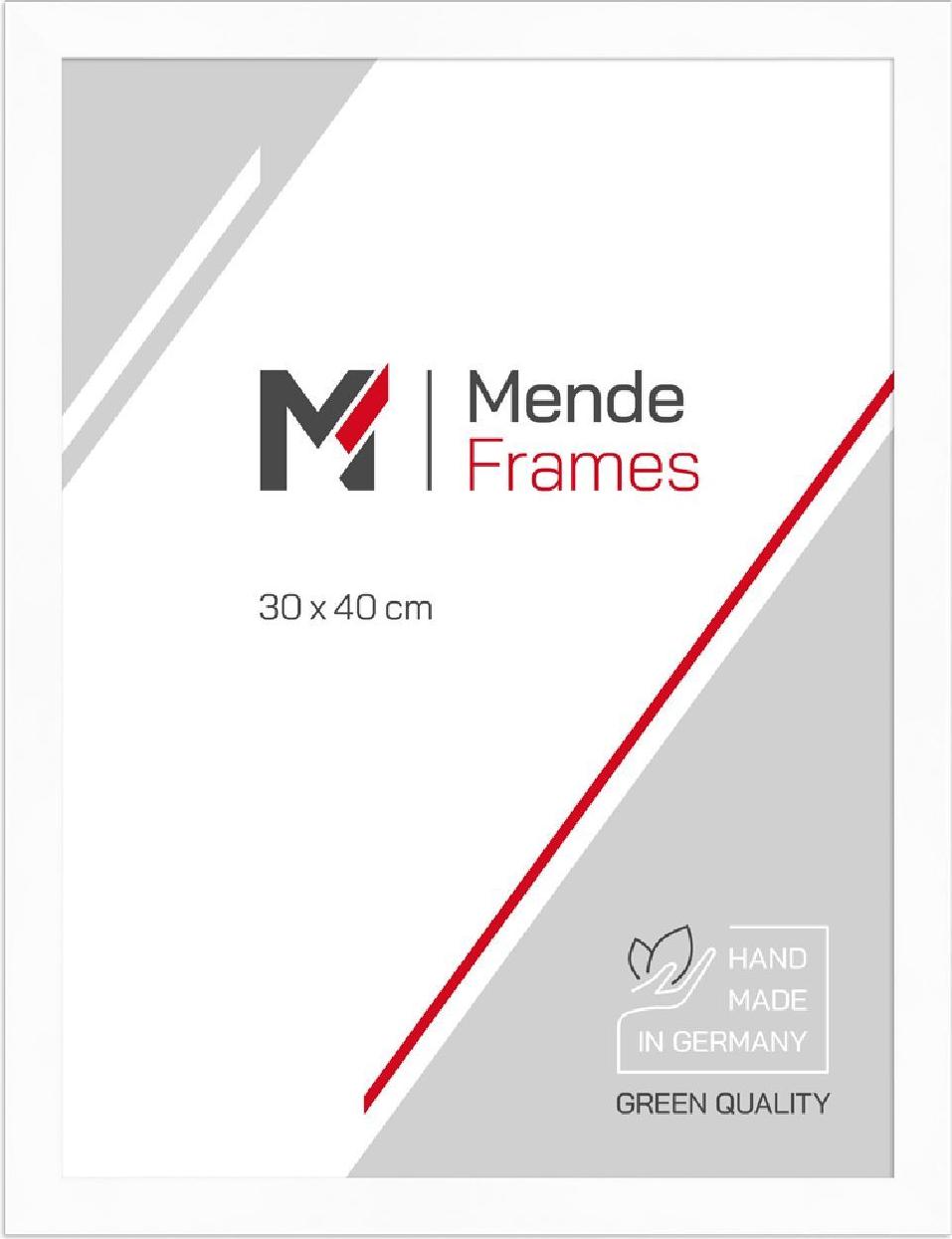 MendeFrames Wandspiegel H960 weiß 59,4x84,1 cm Holzprofil H960-001-060-085S-00