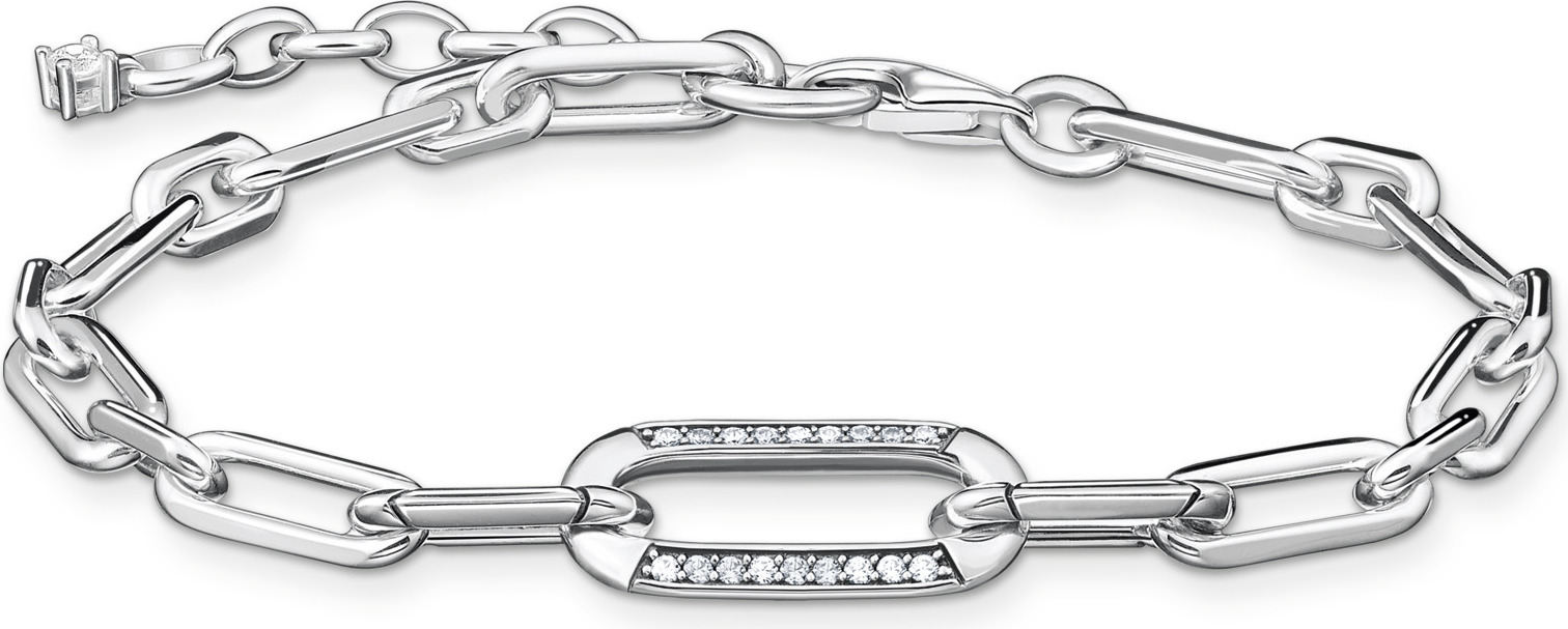 Pulsera Thomas Sabo Para Mujer - Plata De Ley 925 Con Circonitas Blancas, Ajustable 16-19 Cm