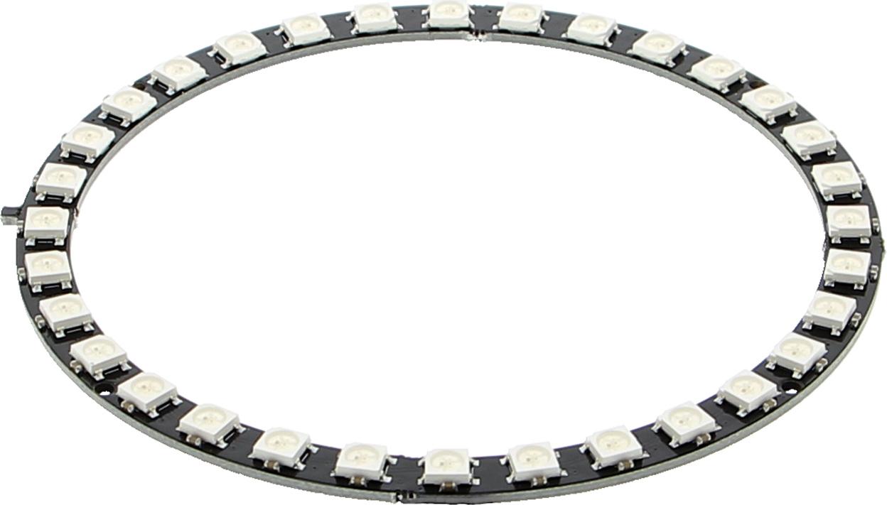 Funduino LED Ring (WS2812, vergleichbar mit Neopixel) Größe: 32 Pixel Angelötete Stiftleiste: Nein LED Ring (WS2812, vergleichbar mit Neopixel) : 32 Pixel Nein