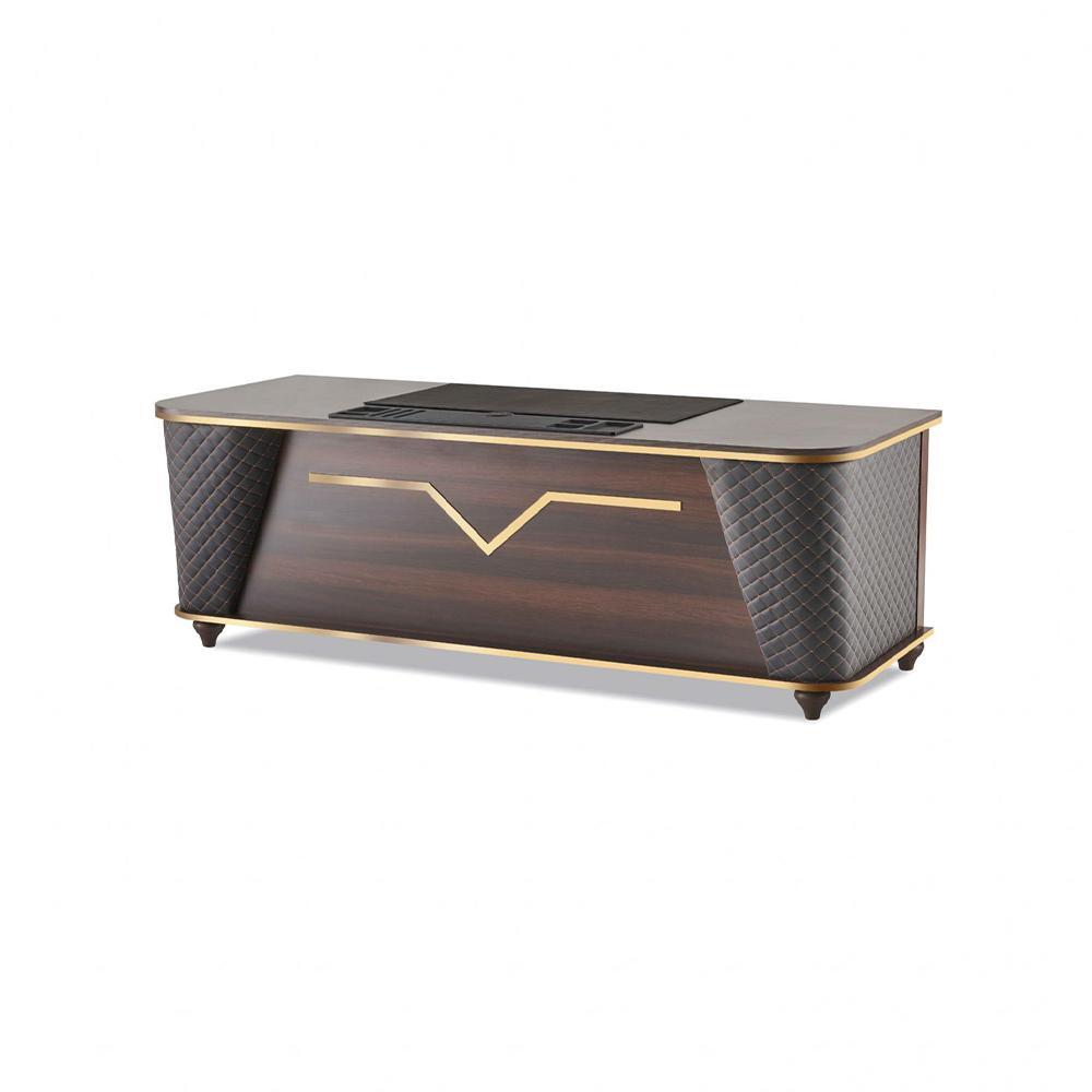 Bürotisch Braun Schwarz Holz Modern Stil Rechteckig Arbeitszimmer Büro