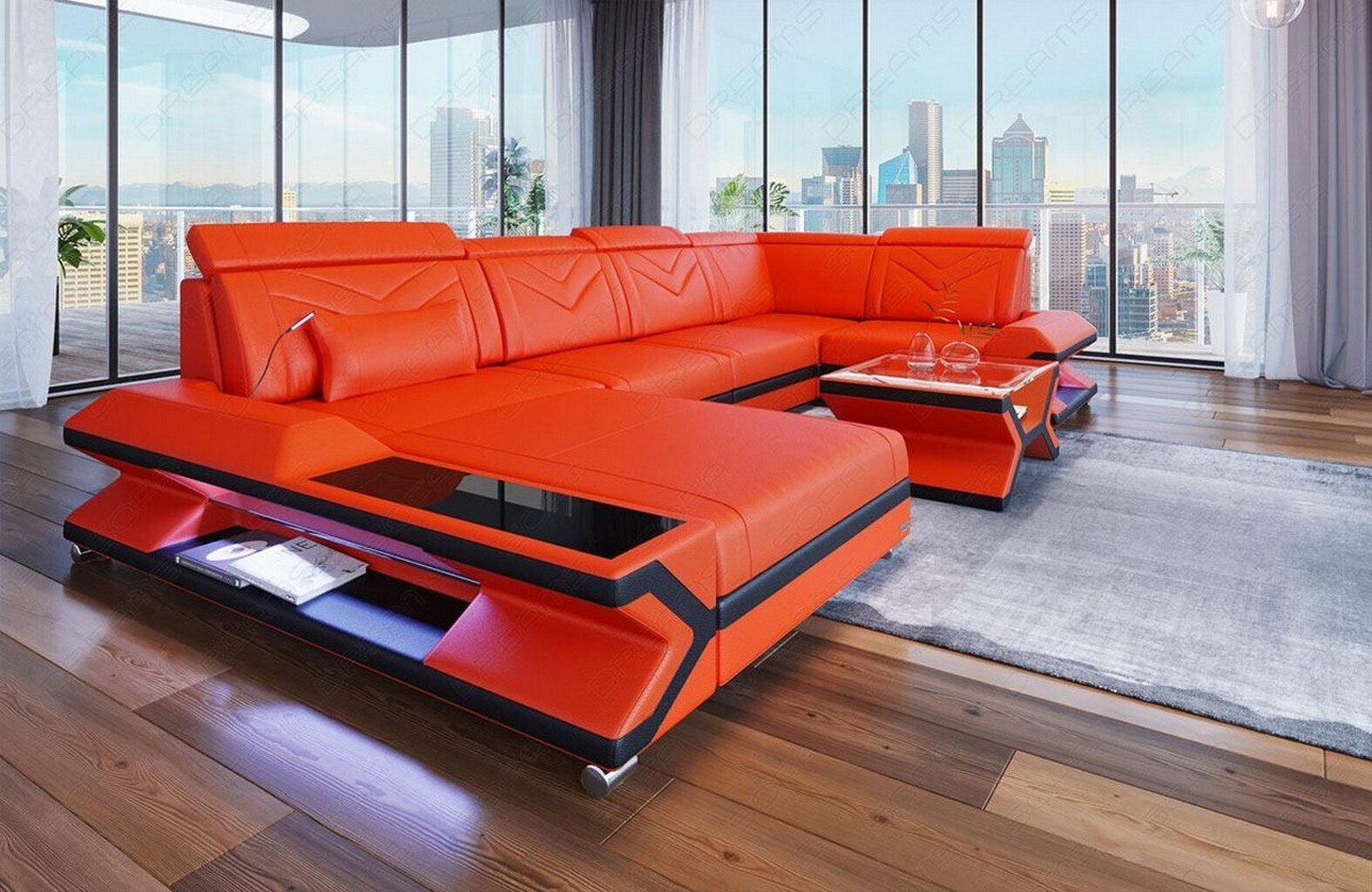 Sofa Dreams Leder Wohnlandschaft Napoli Echtleder EL-MMSL10966