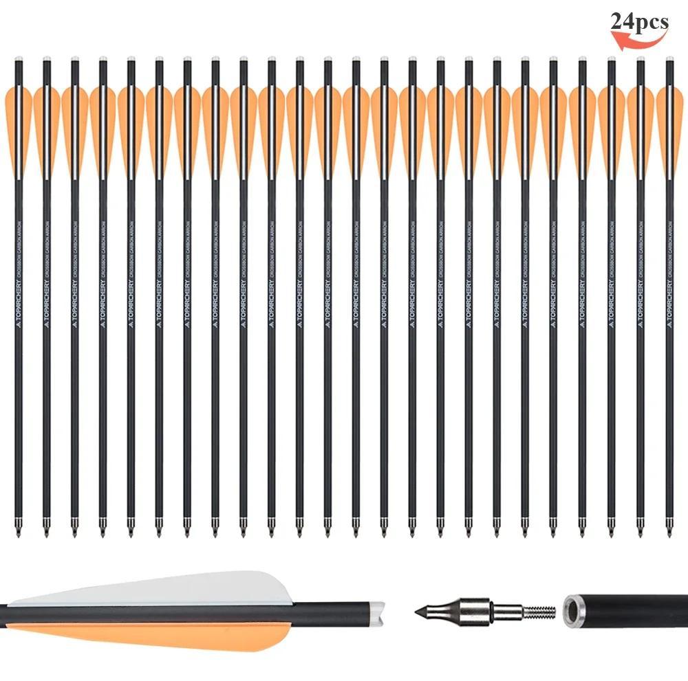 StarTech Carbon Armbrustbolzen - 40 cm Schaftlänge - Gemischtes Carbon - 10 cm Kunststoffbefiederung - Austauschbare 125 Grain Spitzen - Orange 24 Stück