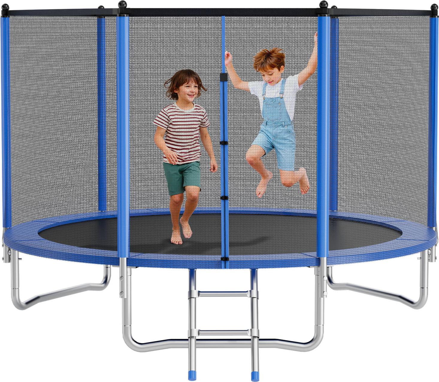 VEVOR vonkajšia trampolína zemná trampolína 305 x 305 cm s bezpečnostnou sieťou a oceľovým rámom, testovaná podľa ASTM, vysoko výkonná trampolína, max. nosnosť 150 kg, záhradná trampolína pre deti