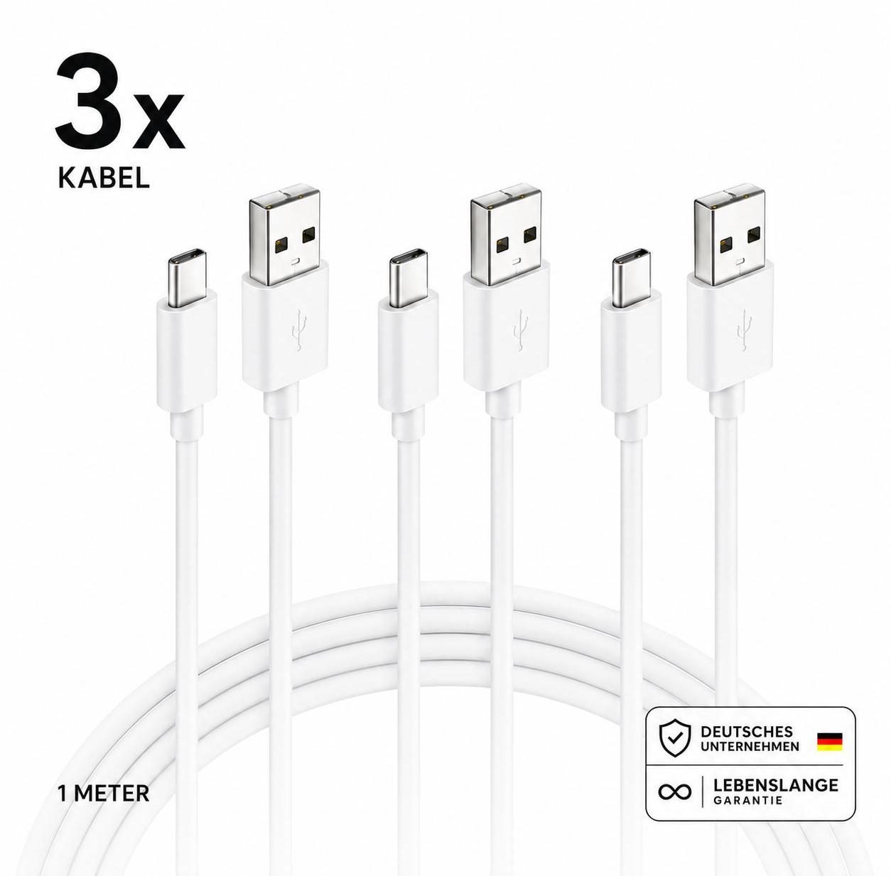 USB-C kábel na rýchle nabíjanie, 1 m / 2 m – USB-A na USB-C alebo Typ-C na Typ-C – USB-A na Typ-C, 1 meter / 3 kusy