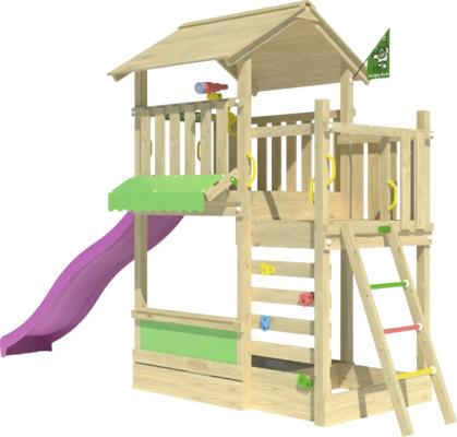Spielhaus mit Stelzen Jungle Gym 440 x 165 cm Holz fuchsia