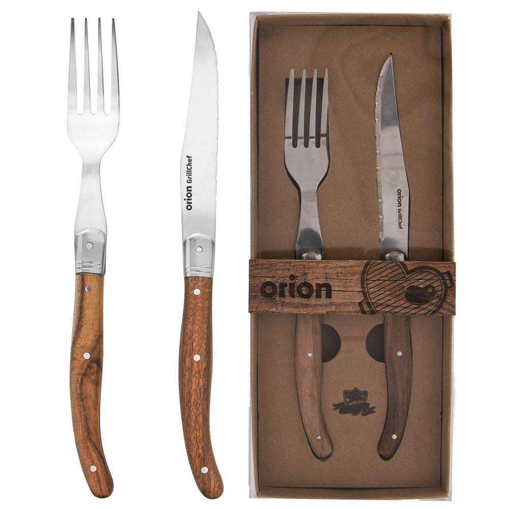 Orion Steakbesteck Burgerbesteck Edelstahl Akazienholzgriff Geschenkbox 831153