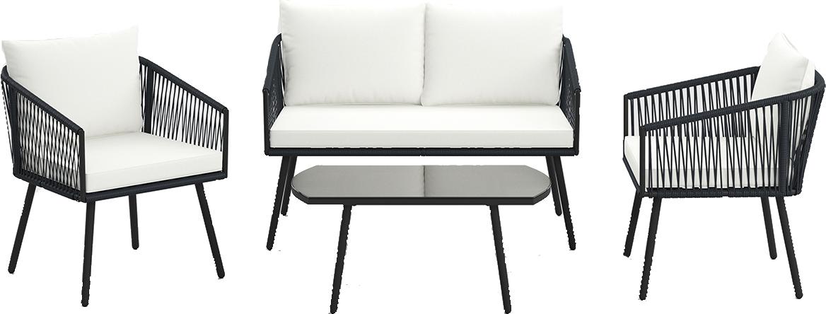 COSTWAY Polyratanová súprava záhradného nábytku, súprava balkónového nábytku s vankúšmi na sedenie a operadlo, terasový nábytok, záhradná súprava, sedacia súprava, sedacia súprava