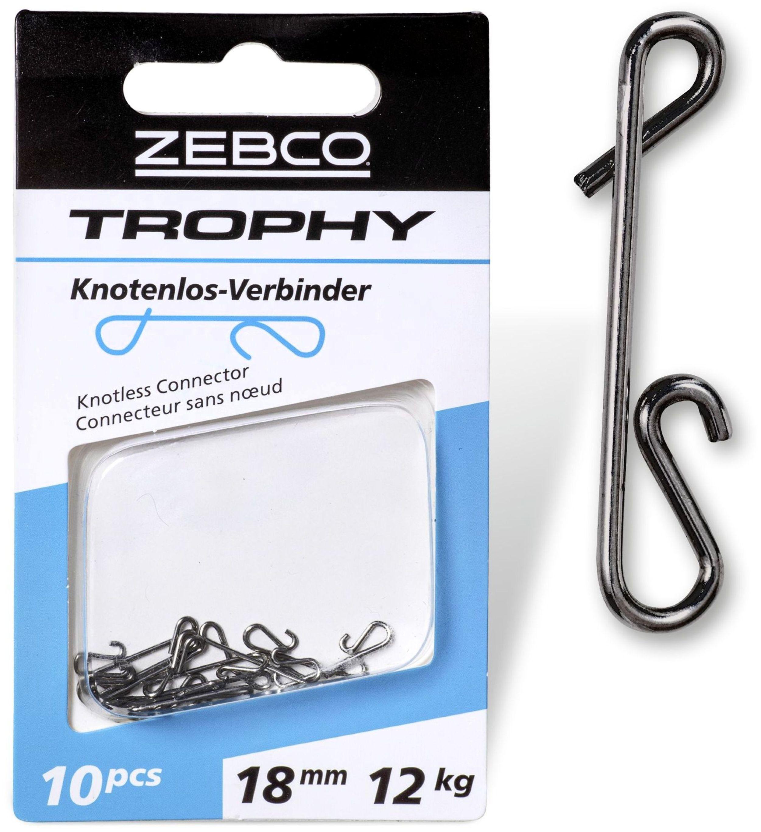 Zebco Trophy Knotenlos Verbinder Knotless Connector 18mm 12kg 10 Stk 6223018