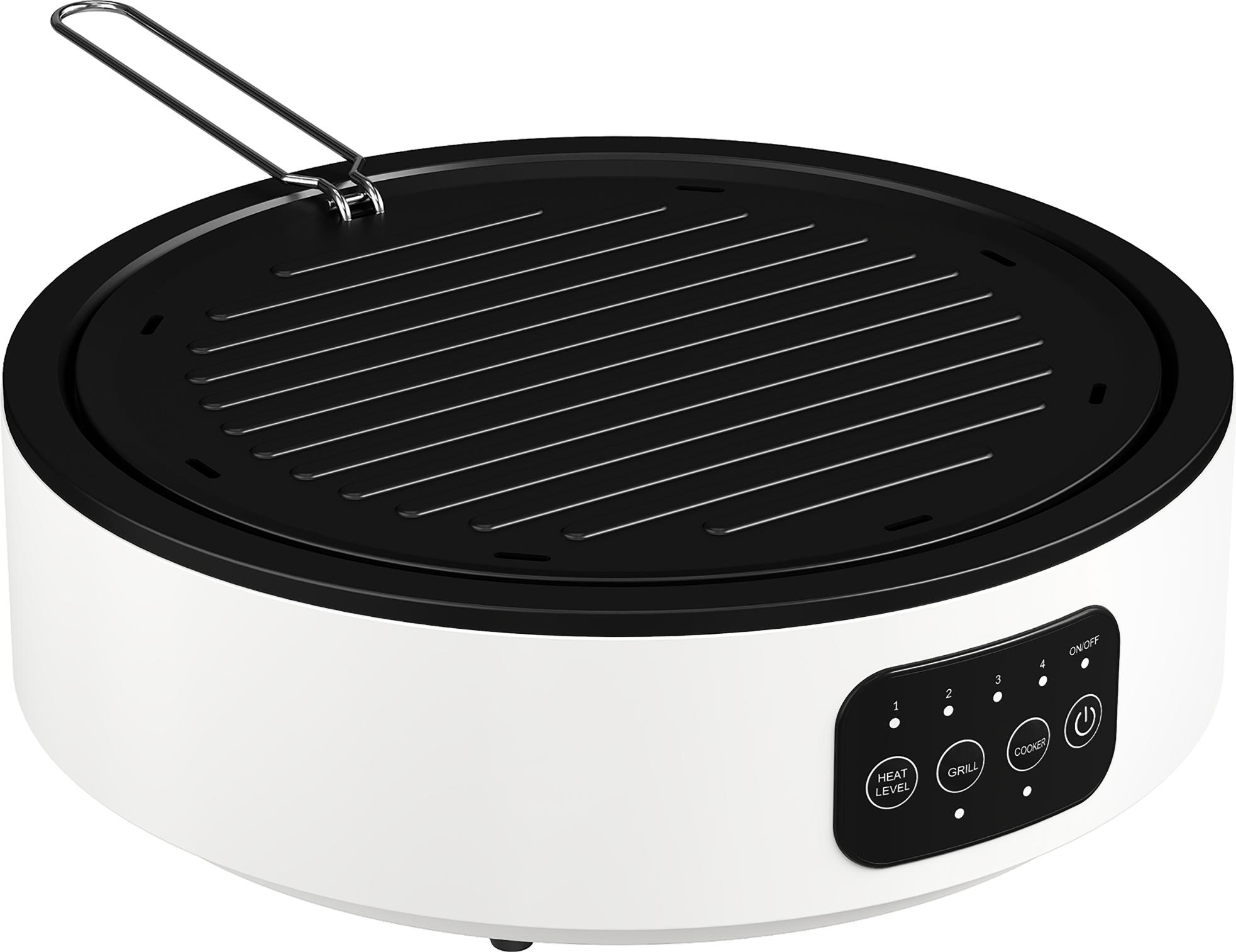 Dopwii Dual-Keramikkochfeld, 2-in-1 Design, zum Kochen und Grillen, 2000W, 4 Hitzestufen, LED-Display, Fettfangschale, Weiß KAUF-TRAD-800-292V90WT-002