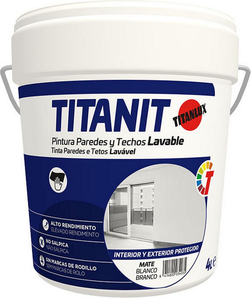Farbe Titanlux Titanit 029190004 Decke Wand Waschbar Weiß Mattierend 4 L
