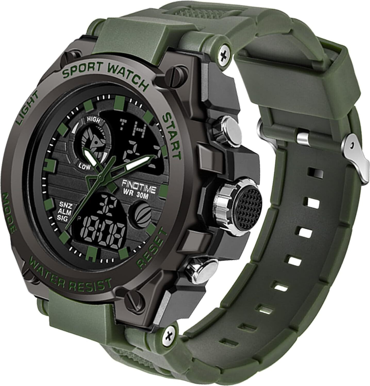 findtime Militär Uhr Herren Sportuhr: Outdoor Tactical Watch Digital, 5 ATM Wasserdicht, Uhren für Männer, Wecker, Stoppuhr, Armbanduhr, Kalender