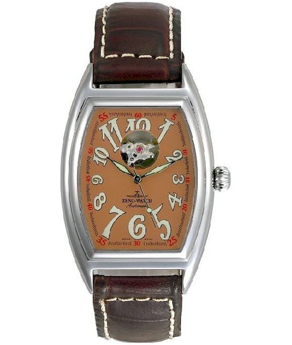 Zeno-Watch - Náramkové hodinky - Pánske - Chrono - Tonneau Retro Open Heart - 8085U-h6