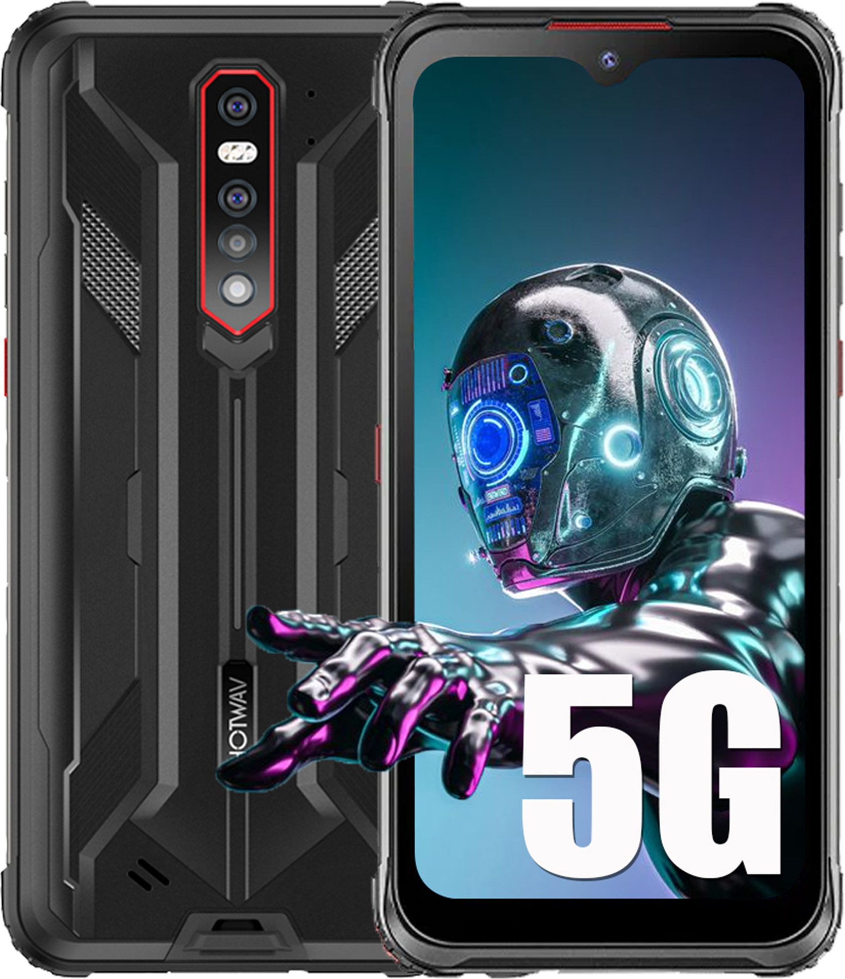Hotwav Cyber 7 5G Outdoor Handy Ohne Vertrag 8GB+128GB/1TB TF Dimensity 700 8280mAh 6,3" FHD+ Android 11 Smartphone IP68 NFC GPS OTG Dual SIM, Schwarz