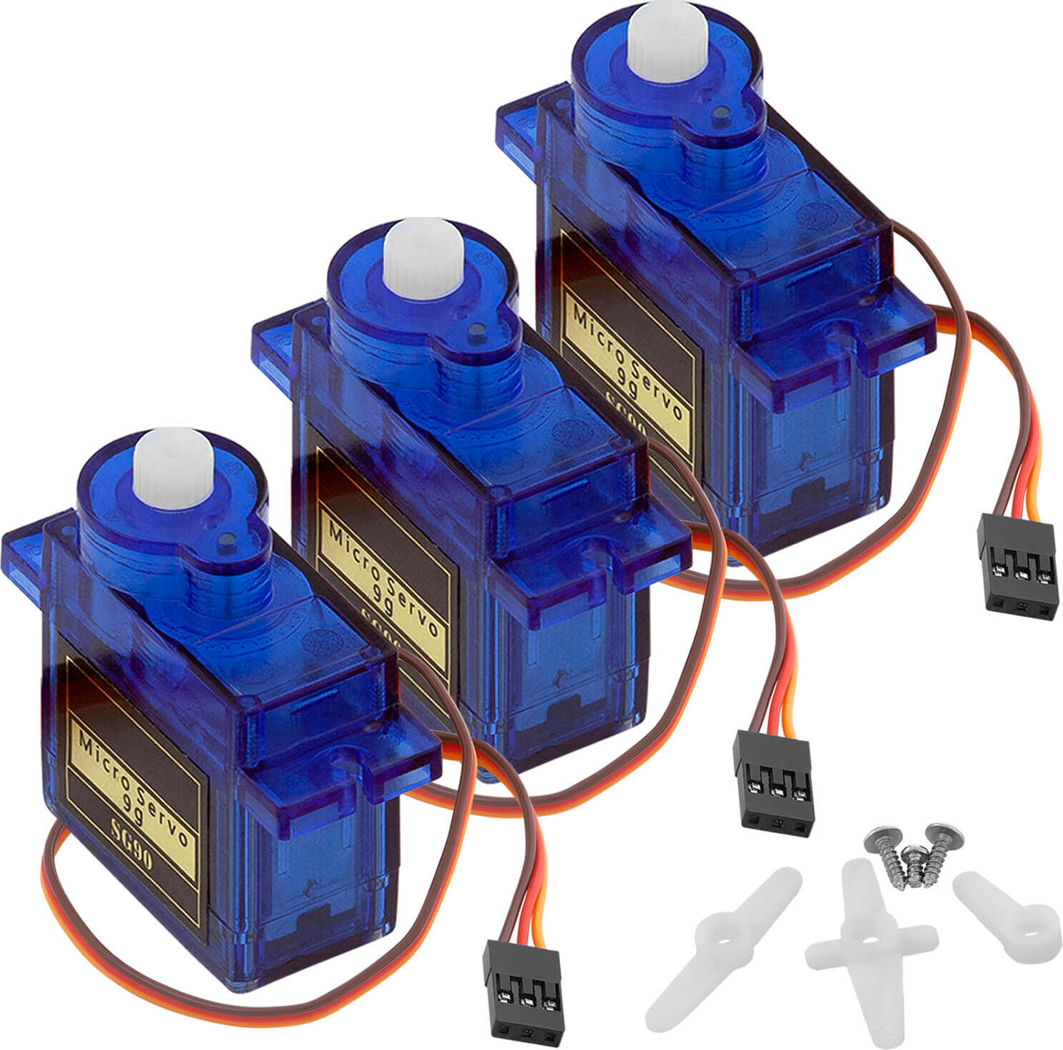 AZDelivery AZ-Delivery Aktoren SG90 Micro Servo Motor 9G für RC Roboter Hubschrauber Flugzeug, 3x SG90 B 4-5