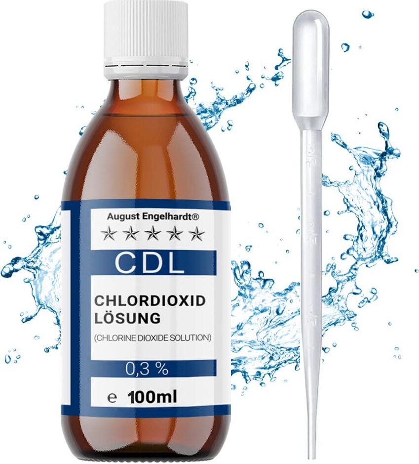 AUGUST ENGELHARDT 1x 100ml Chlordioxid-Lösung 0,3% – CDL/CDs in Braunglasflasche & HD-PE Pipette zum Tropfen