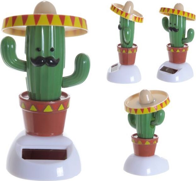 Figurine Solaire Cactus Avec Sombrero – Décor Rigolo Qui Bouge Au Soleil, Sans Pile, 11 Cm