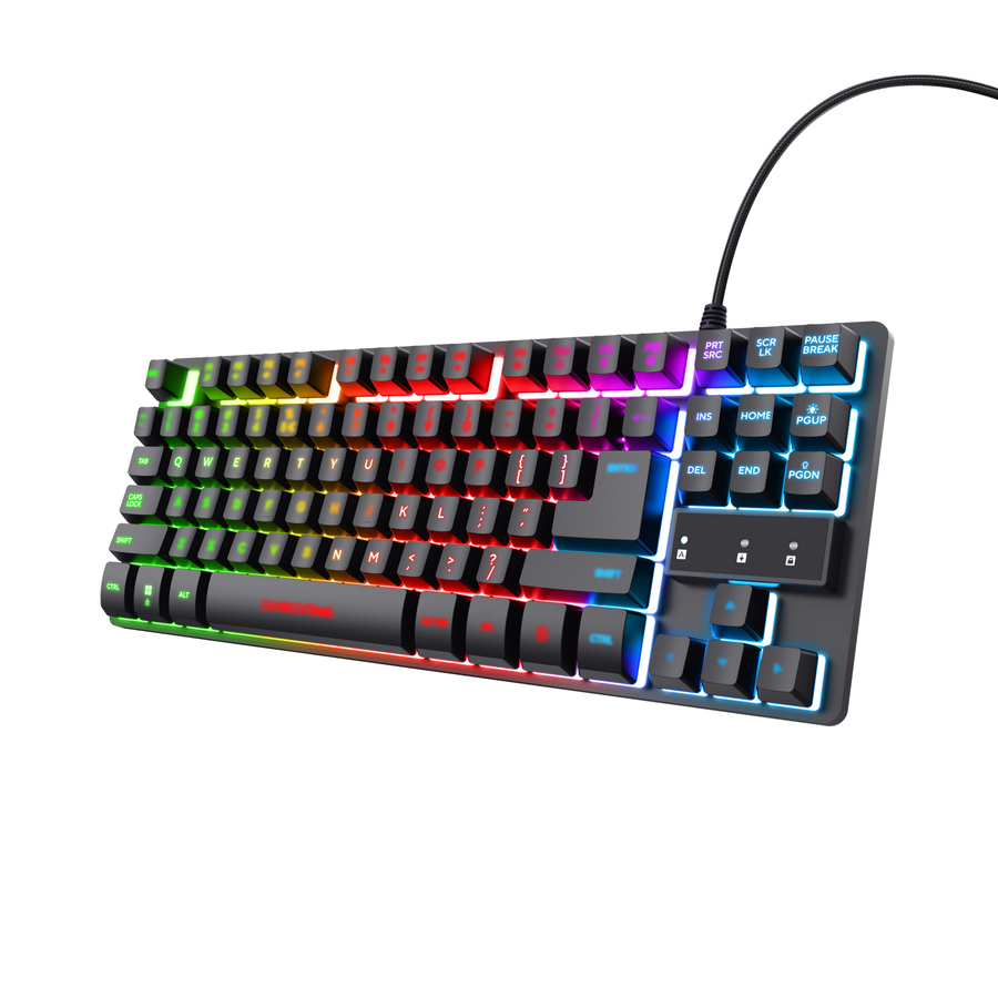 Trust GXT 833 Thado TKL, USB, Membran Key Switch, QWERTY, Schwarz, Silber 24289