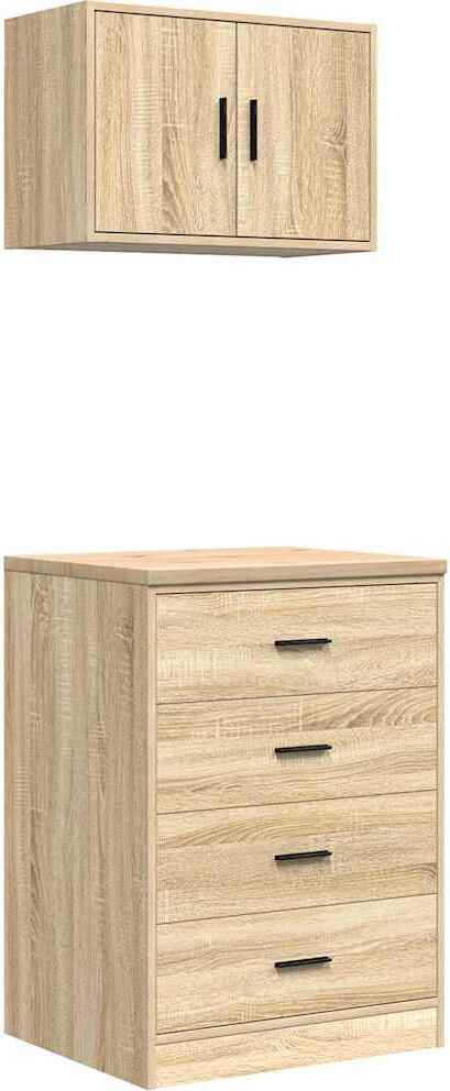 vidaXL Garážové skrine 2 ks Sonoma dub na báze dreva