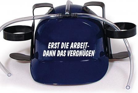 HSK Trinkhelm Spaßhelm mit Print - Erst die Arbeit - dann das Vergnügen - 51653 Color - blau