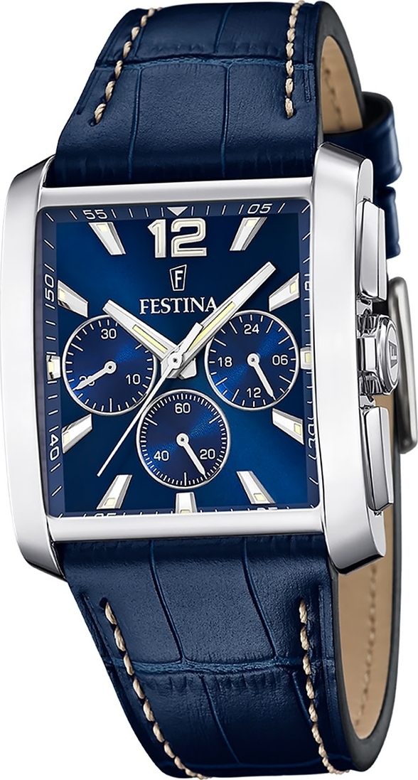 Festina pánske hodinky kožené modré Festina Timeless Chronograph náramkové hodinky D2UF20636/2